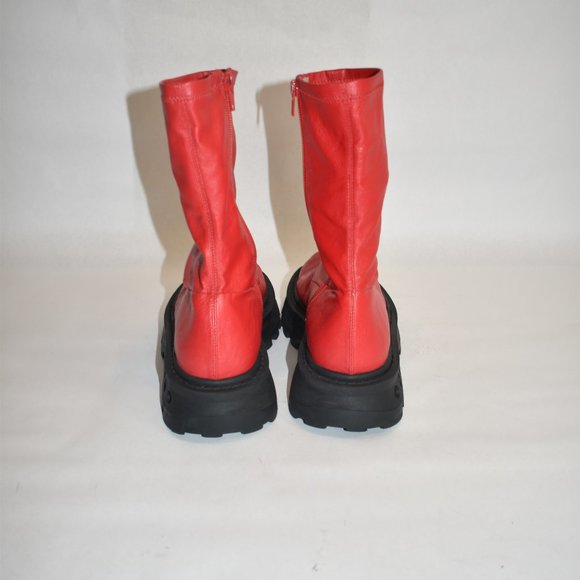SIMON MILLER Vegan Leather Scrambler Boot Boots Red Size 39 9 US - Picture 7 of 10